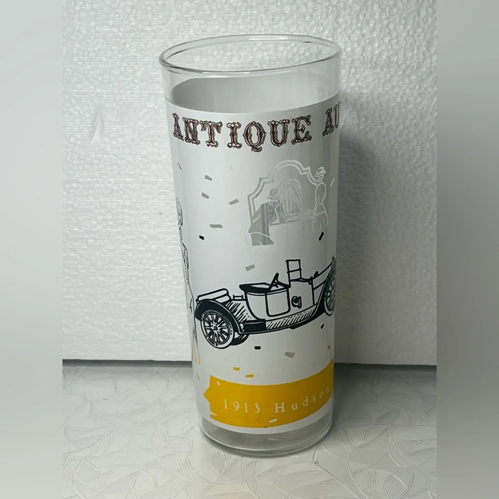 VINTAGE ANTIQUE AUTOS DRINKING GLASS 1913 HUDSON AUTO